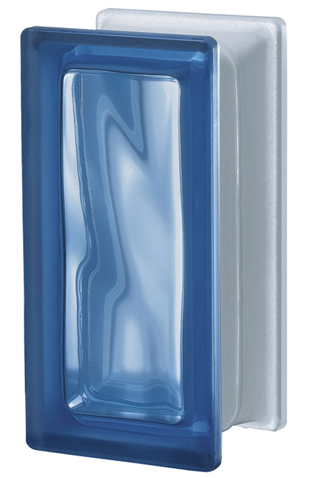 Bloque de vidrio PEGASUS Azul R09 Liso Satinado un lado