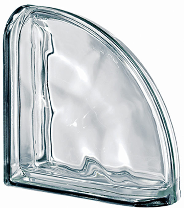 Mattone di vetro PEGASUS METALLIZZATO Neutro Terminale Curvo Ondulato Metallizzato